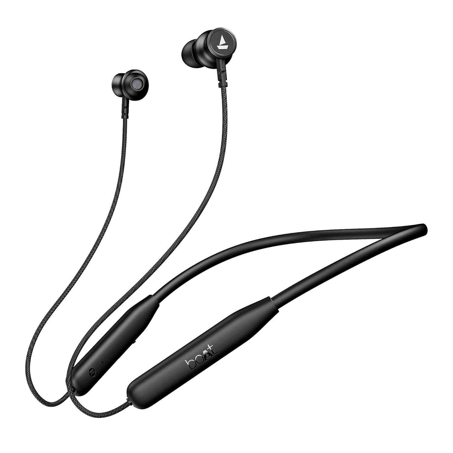 Boat rockerz 113 (2025 launch), 40 hrs playback, dual pair, fast charge, enxtech, low latency, magnetic buds, bluetooth neckband, wireless with mic in earearphones(active black)