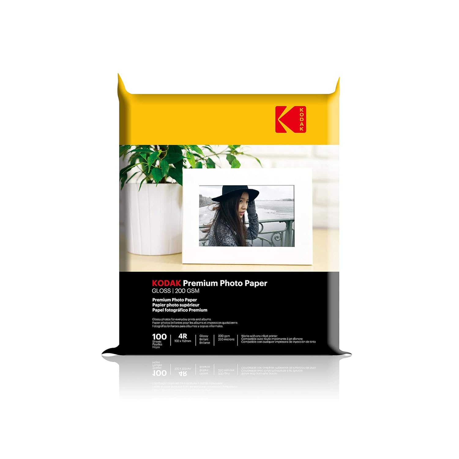 Kodak 200 gsm 4r (4×6) glossy photo paper water resistant, pack of 100 sheets,compatible with all inkjet printers