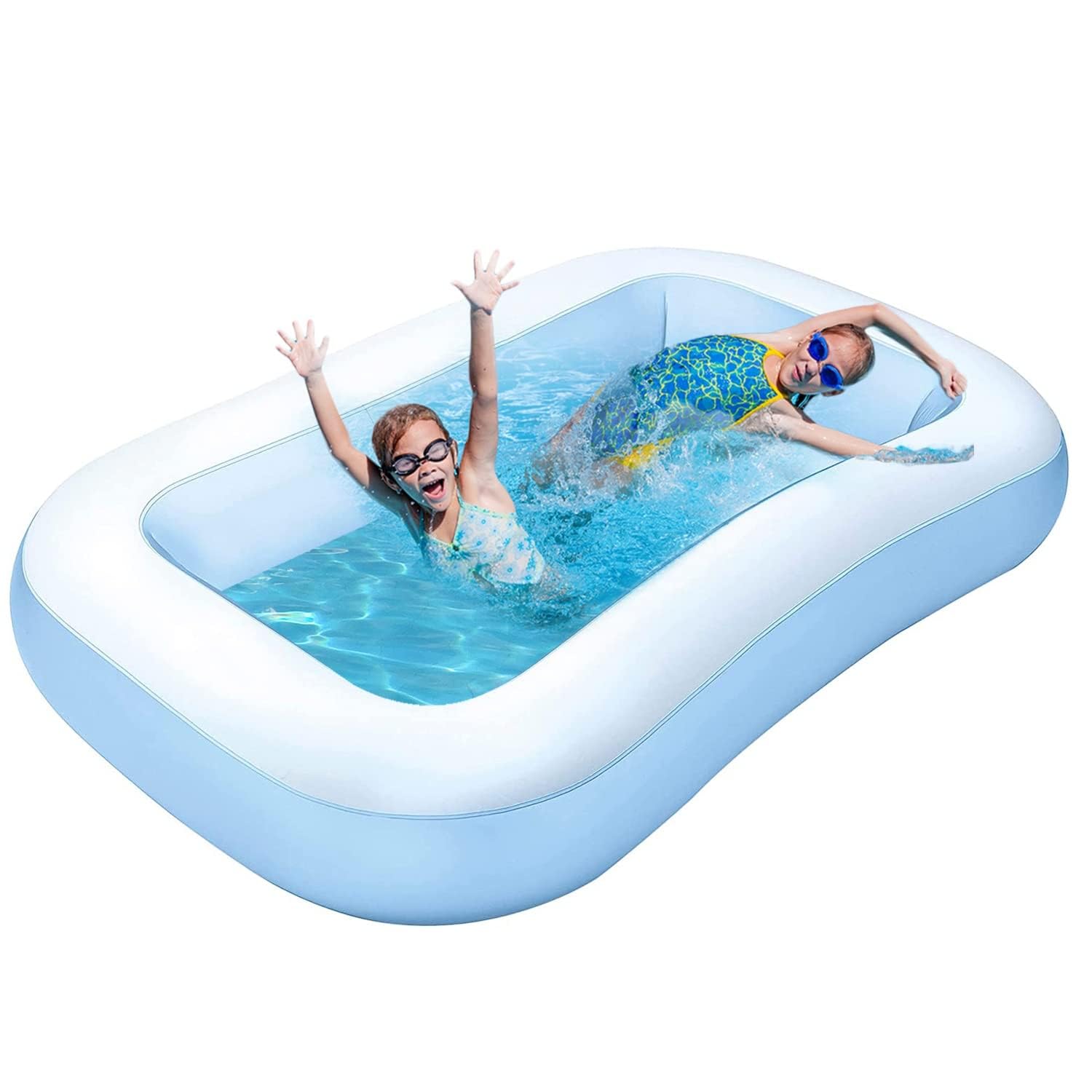 Oriley 5.5 Feet rectangular inflatable pool full-sized swimming bathtub for kidsoutdoor backyard garden summer party (blue, pump not included)