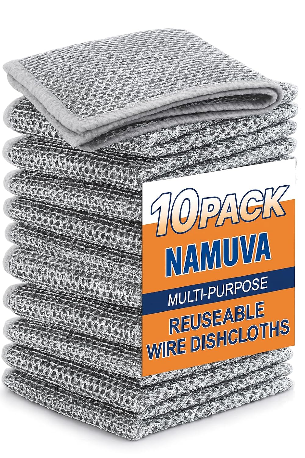Namuva non scratch wire dish cloth (pack of 10) | rust-proof stainless-steelmesh scrubber for utensils, sinks & counters | multipurpose wet & dry kitchencleaning solution | dish wash scrubber