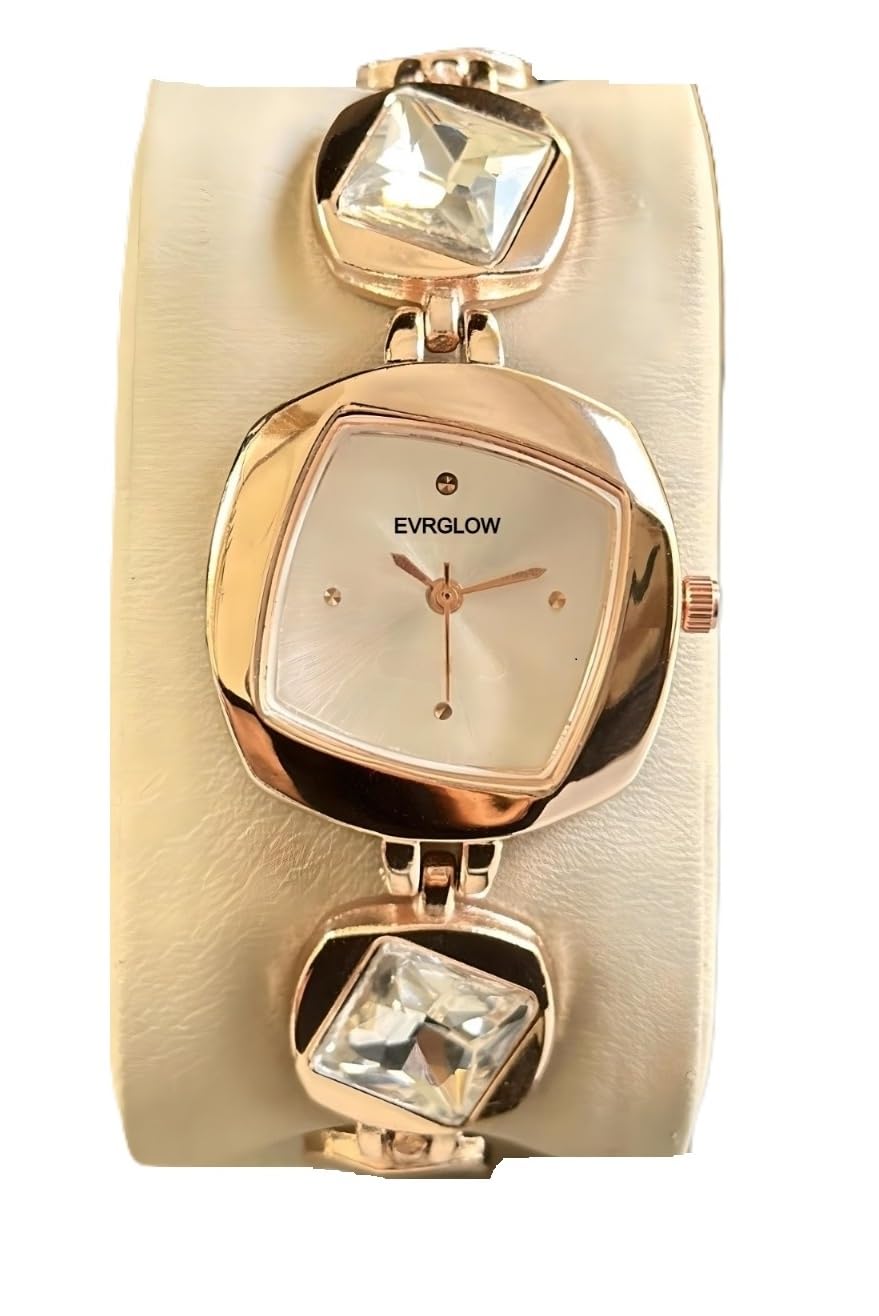 Evrglow luxury dial in square case with stone studded brecelet strap quartzanalogue wrist watches for women’s & girls&miss&ladies | drw- 027