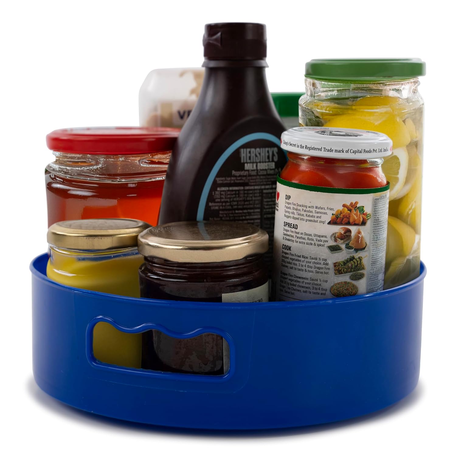 Homewiz multi-purpose 360° rotating organizer tray | space-saving kitchen &pantry storage | multi purpose organization rotating tray | easy-accessturntable for spices, storage & more | light blue