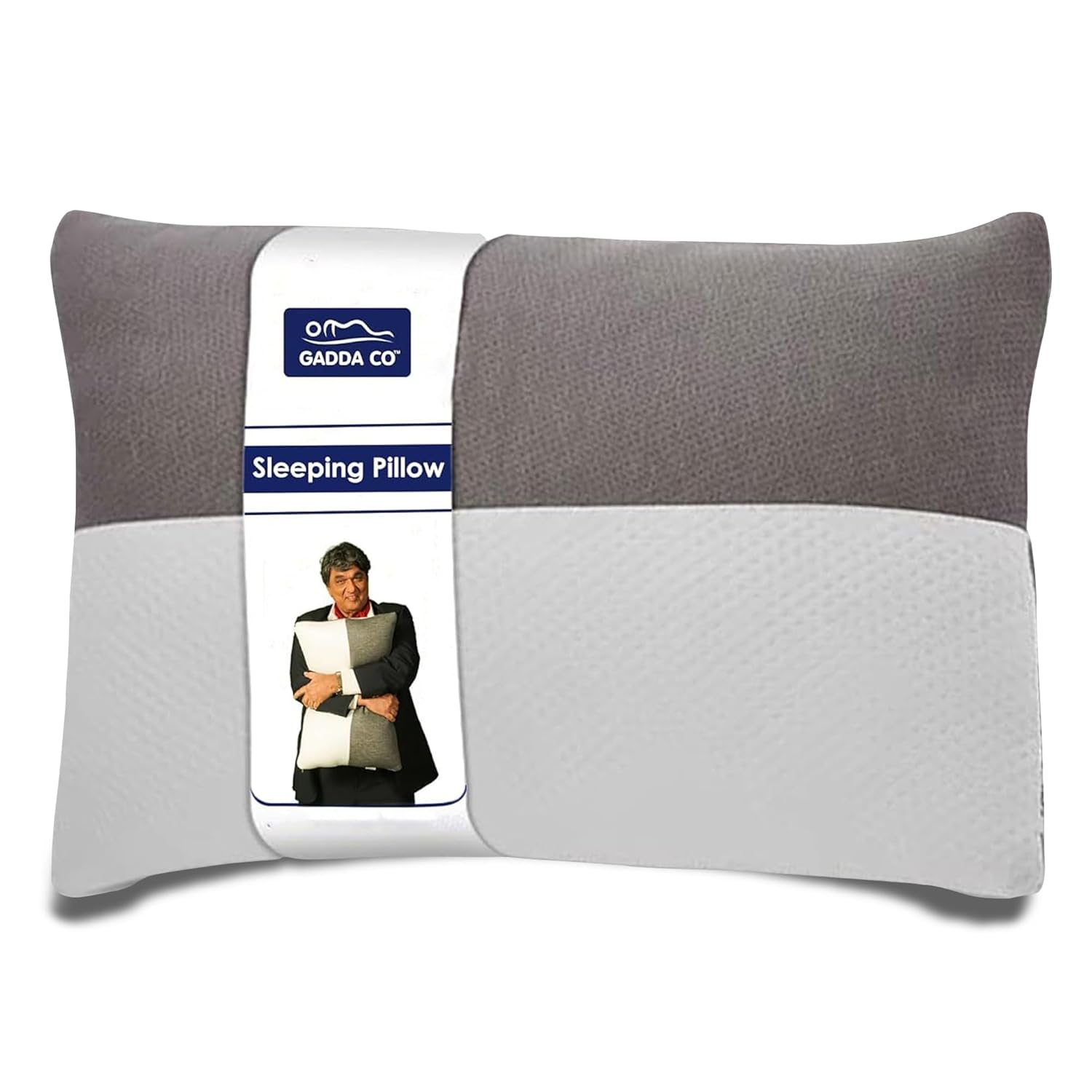 Gadda co hollow sleeping fiber pillow with zip | set of 1| height adjustablesleeping pillow, soft and fluffy | white and grey, standard size with 3 monthswarranty