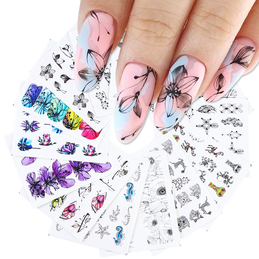 S.A.V.I 14 sheets of diy nail art water transfer decals flower series nailtattoo stickers
