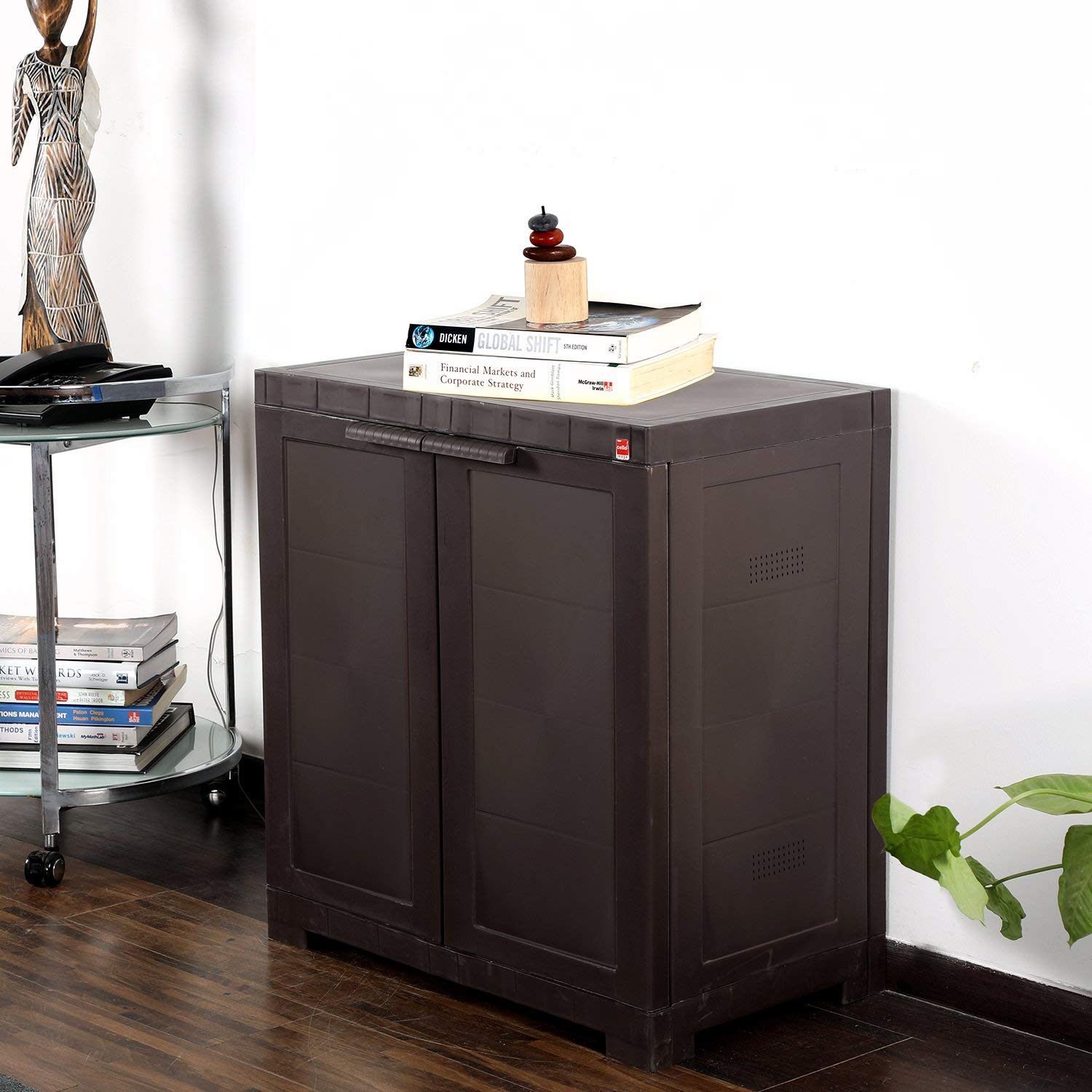 Cello novelty compact plastic shoes rack, ice brown |double dustproof doors|easy to assemble 3 shelves | ideal for indoor & outdoor |durable home standwith 3 years warranty on manufacturing defects