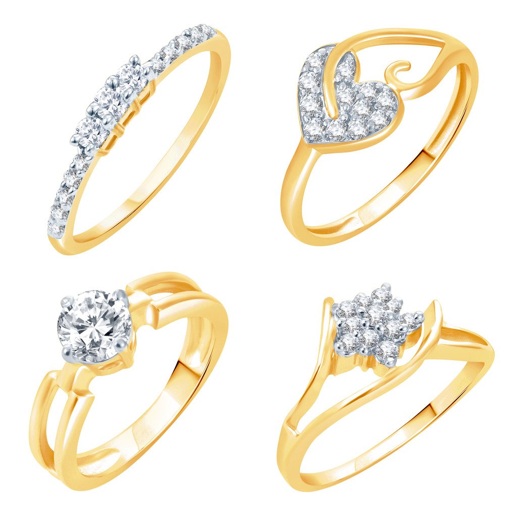 Sukkhi artistically gold plated cz set of 4 ladies ring combo for women