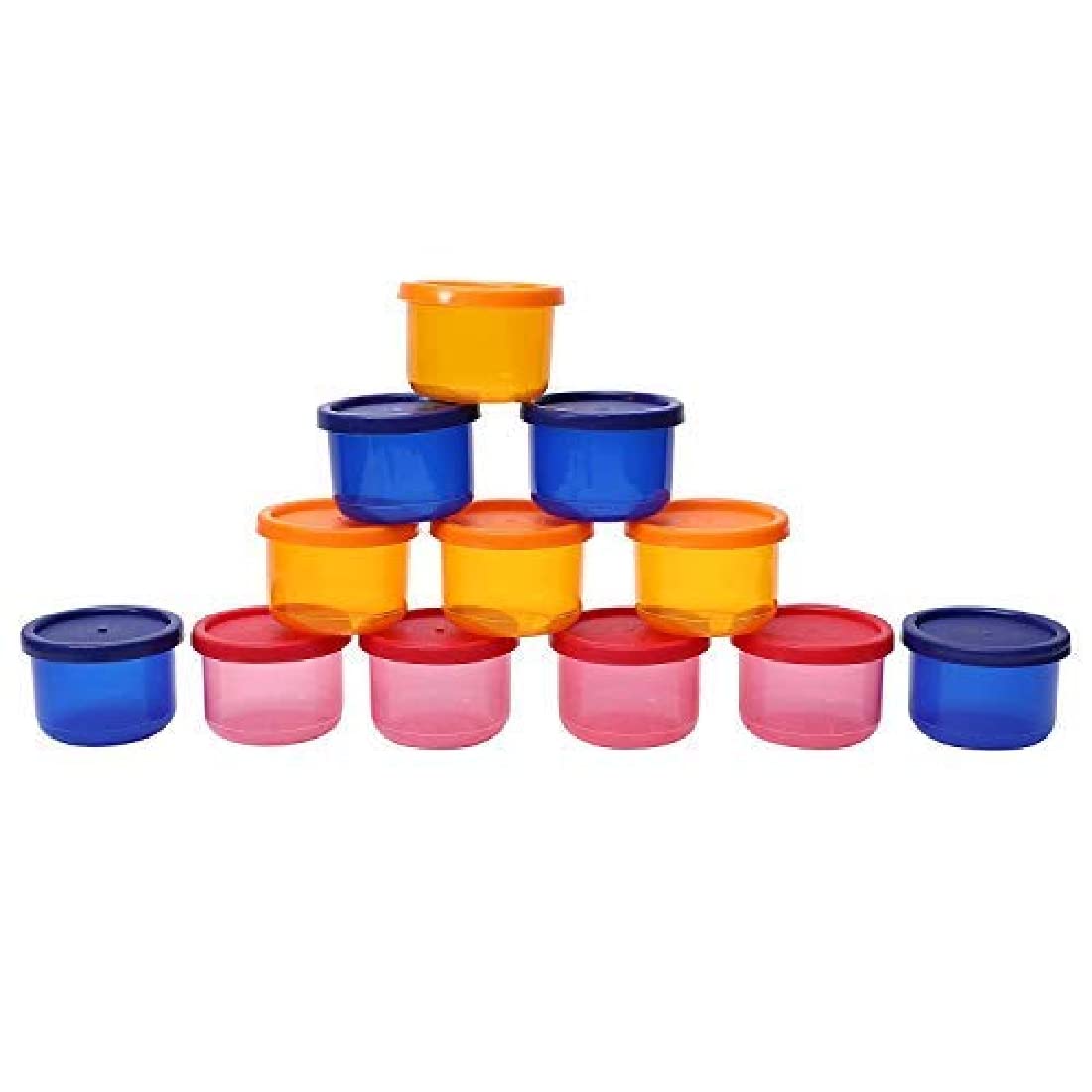 Cutting edge mini kitchen container set for spices, dry fruits, bpa free,microwave safe, dishwasher safe, (multicolor, set of 12, 150ml)