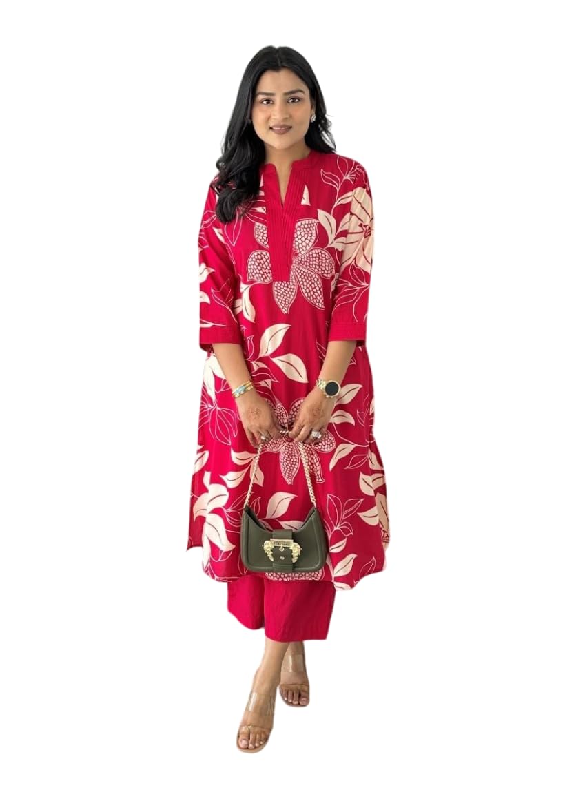 Fast fashions women’s rayon viscose a-line printed kurta with pant | kurta withpalazzo set | stylish and comfortable kurti with pants for women