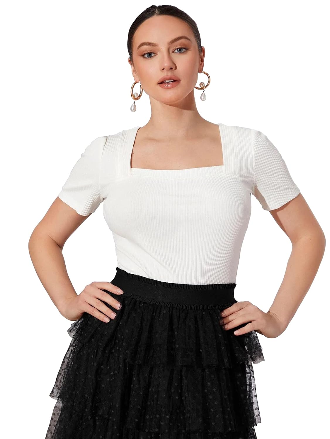 Shasmi women’s cotton regular fit striped crop, ribbed, stylish t-shirt top,soft and comfy fabric has some stretch