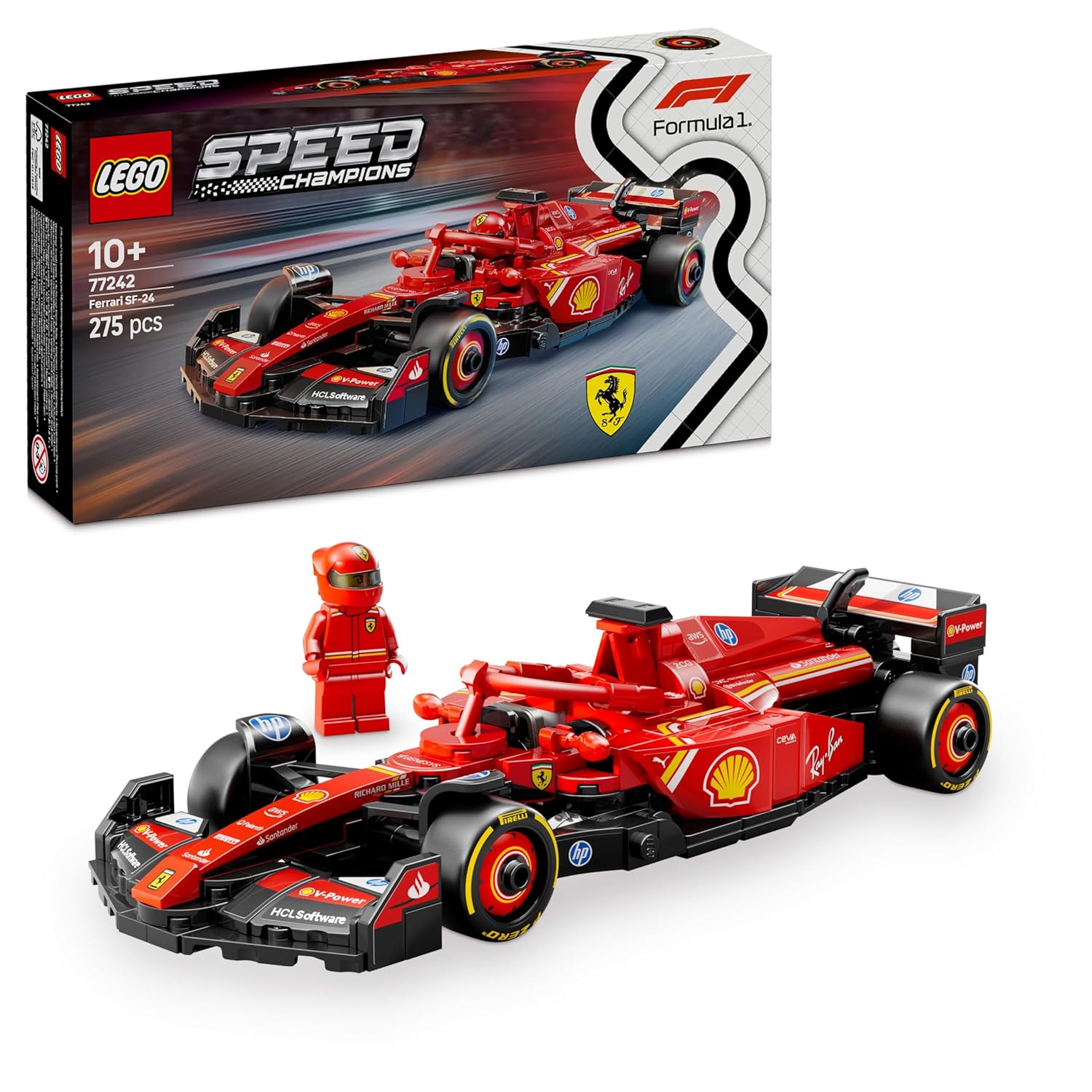 Lego speed champions ferrari sf-24 f1 race car driver set 77242 building blockstoys for 10+ gift for boys and girls