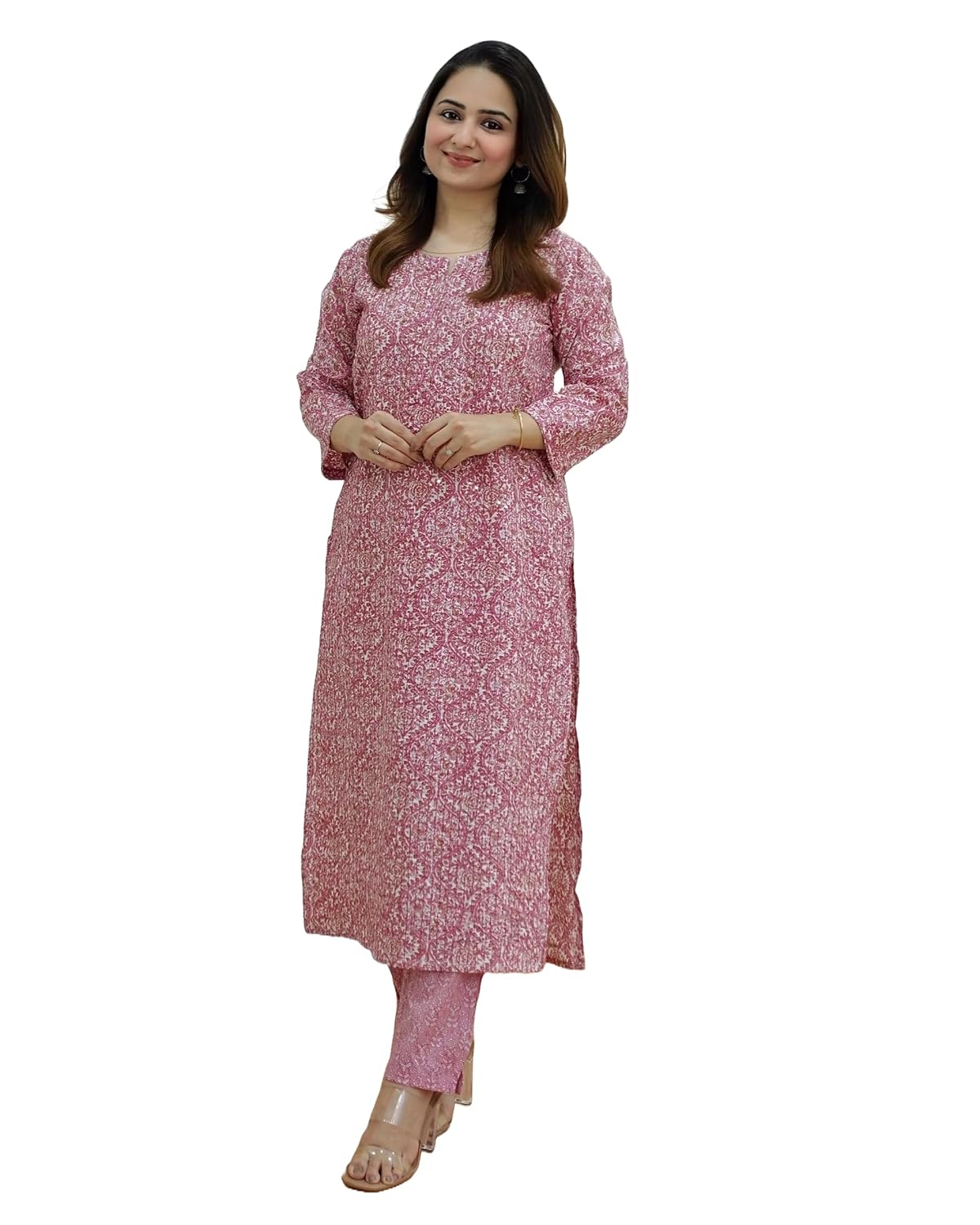 Klosia womens viscose croset work kurta pant set
