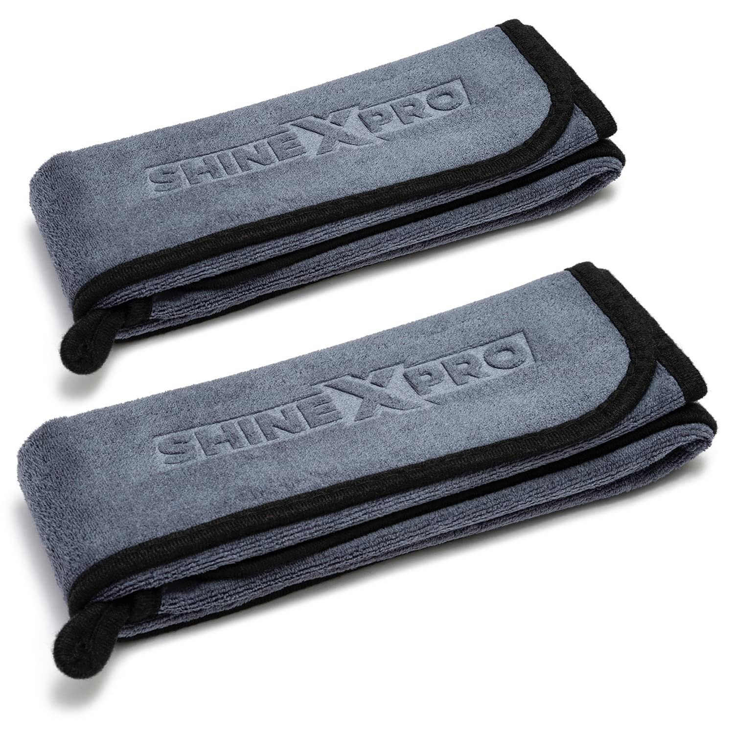 Shinexpro microfiber car cleaning cloth – og soft 500 gsm extra large (35×75 cm)microfiber cloth for car and bike – suede edging for scratchless drying anddetailing (pack of 2, grey)