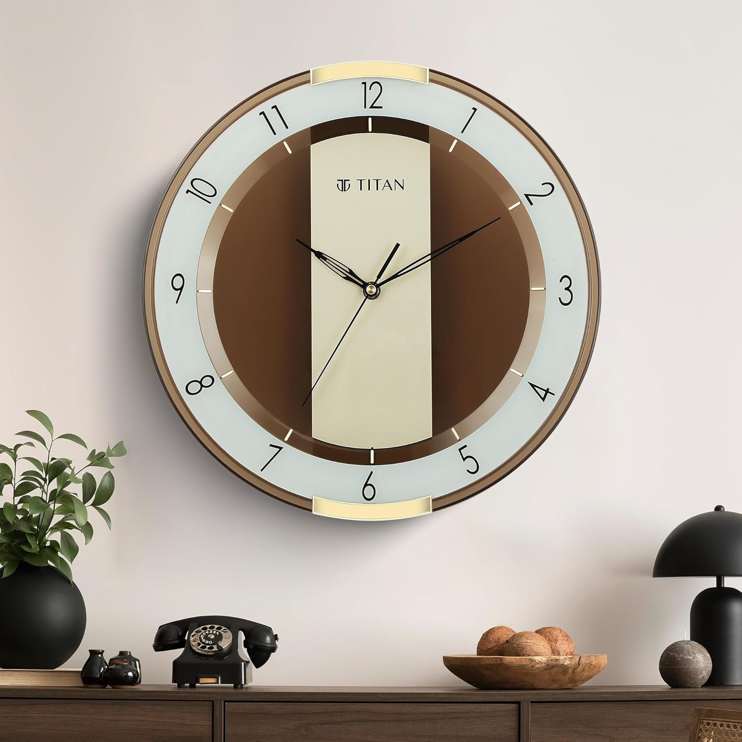 Titan contemporary brown wall clock with a brown semi transparent dial – 33.8 *33.8 (Medium size) analog,plastic