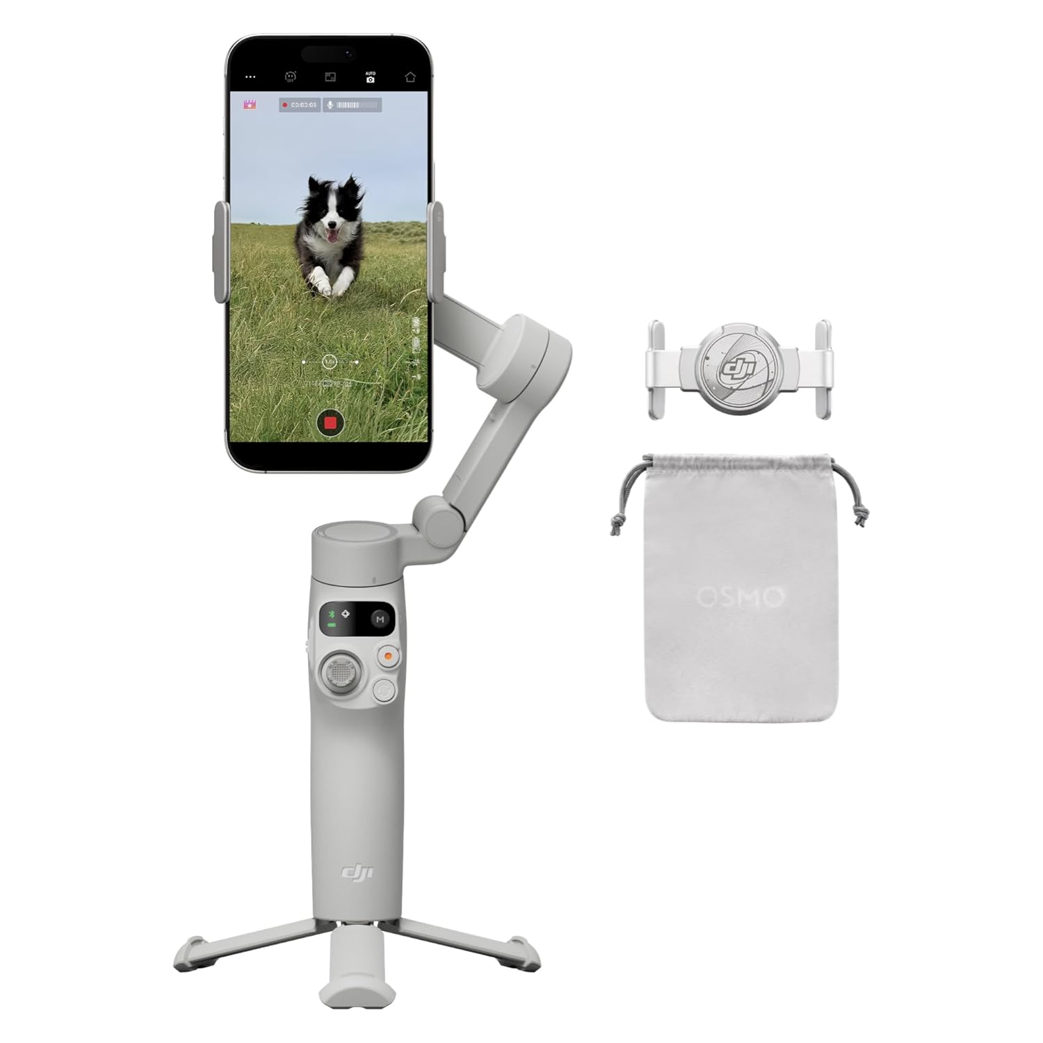 Dji osmo mobile 7 gimbal stabilizer for iphone, android, built-in tripod,ultra-light, 3-axis phone gimbal,activetrack 7.0,One-tap edit,phone chargingvlogging stabilizer youtube video, white